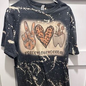 Peace Love Dental women Graphic T-Shirt - Grey